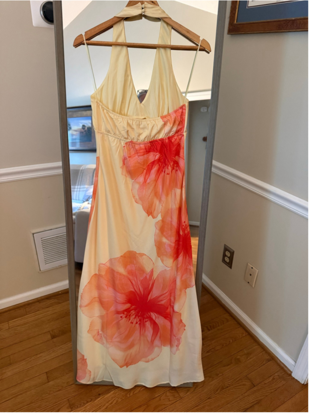 Women's Sincerely Jules Yellow Orange Floral Maxi Dress Size M - Picture 3 of 5